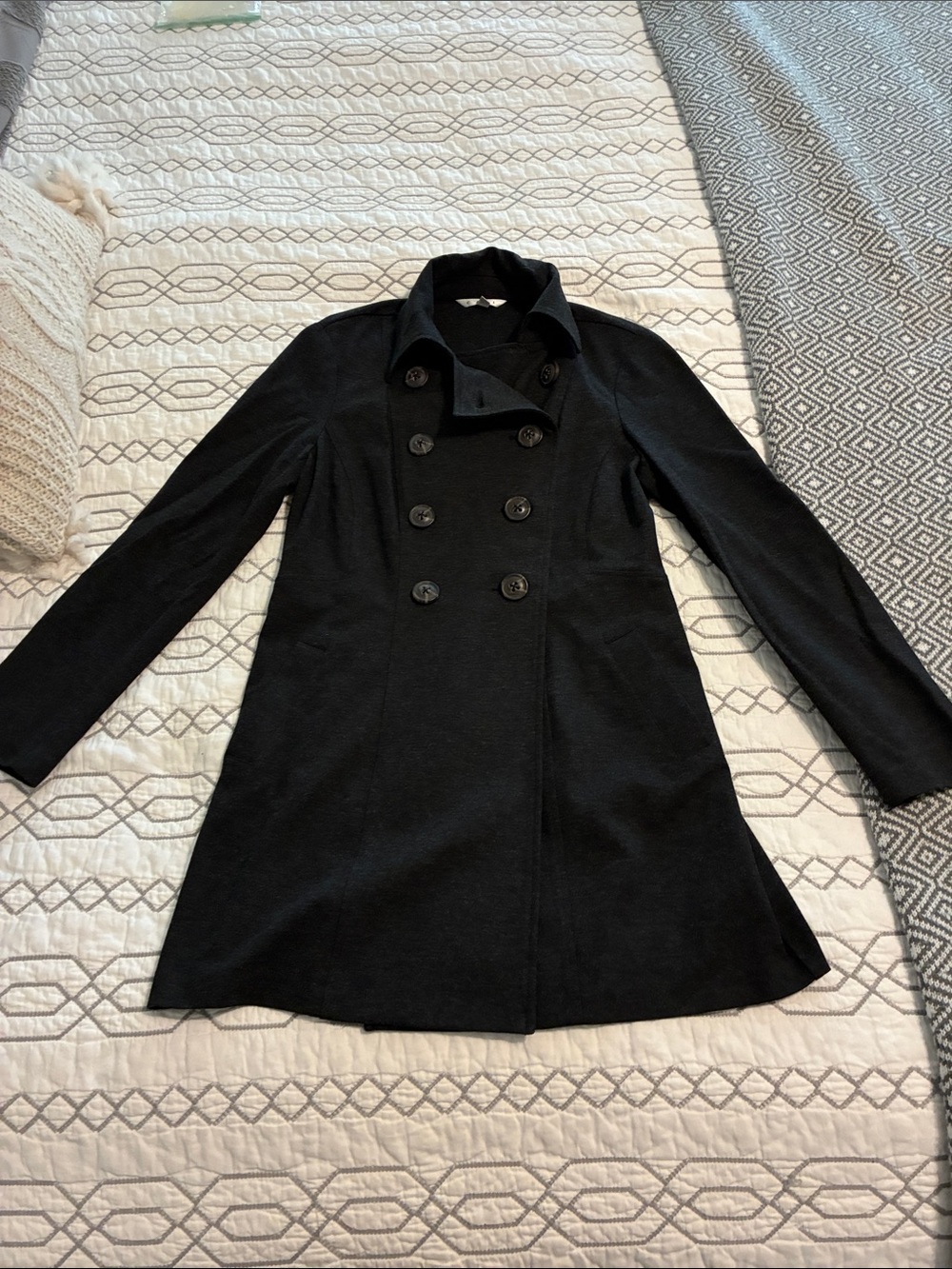 NWOT! CAbi Black Double-Breasted A-Line Pea Coat